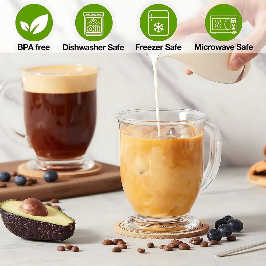 Large Glass Coffee Mugs with Handle