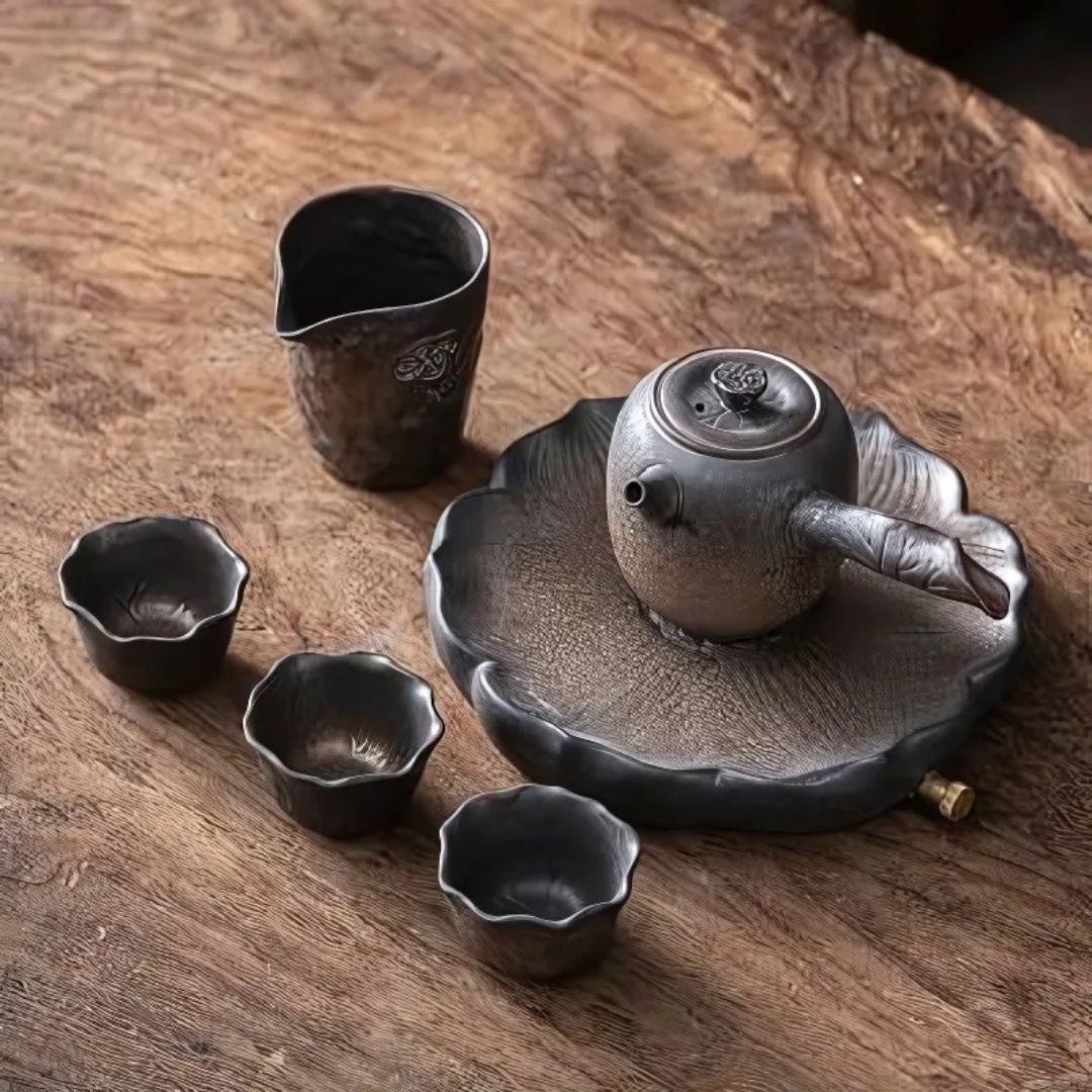 Japanese Petal Side Grip Kung Fu Teapot Set
