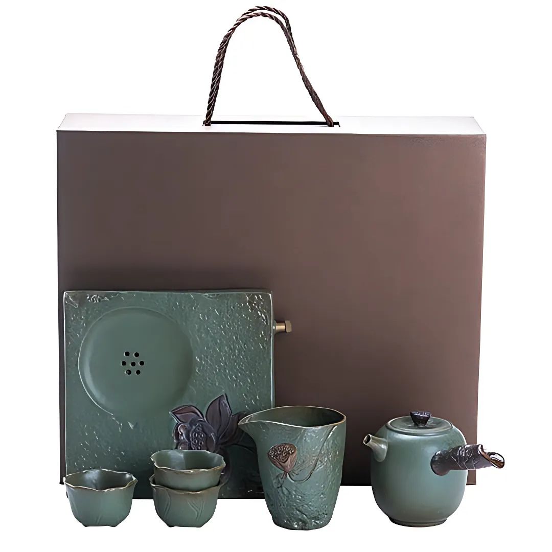 Japanese Petal Side Grip Kung Fu Teapot Set