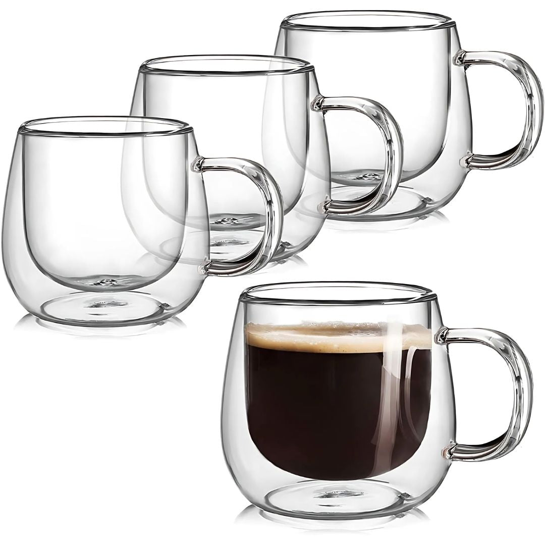 Double Wall Glass Coffee Mugs Set