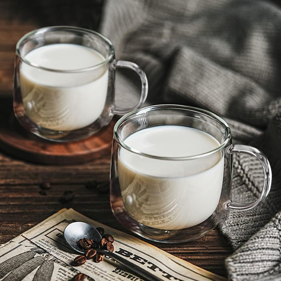 Double Wall Glass Coffee Mugs Set