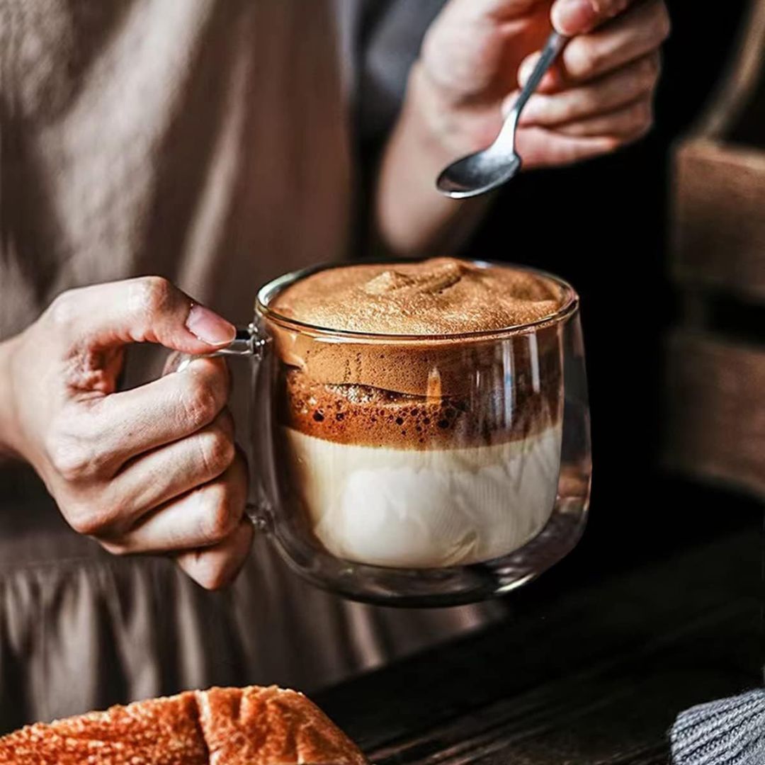 Double Wall Glass Coffee Mugs Set