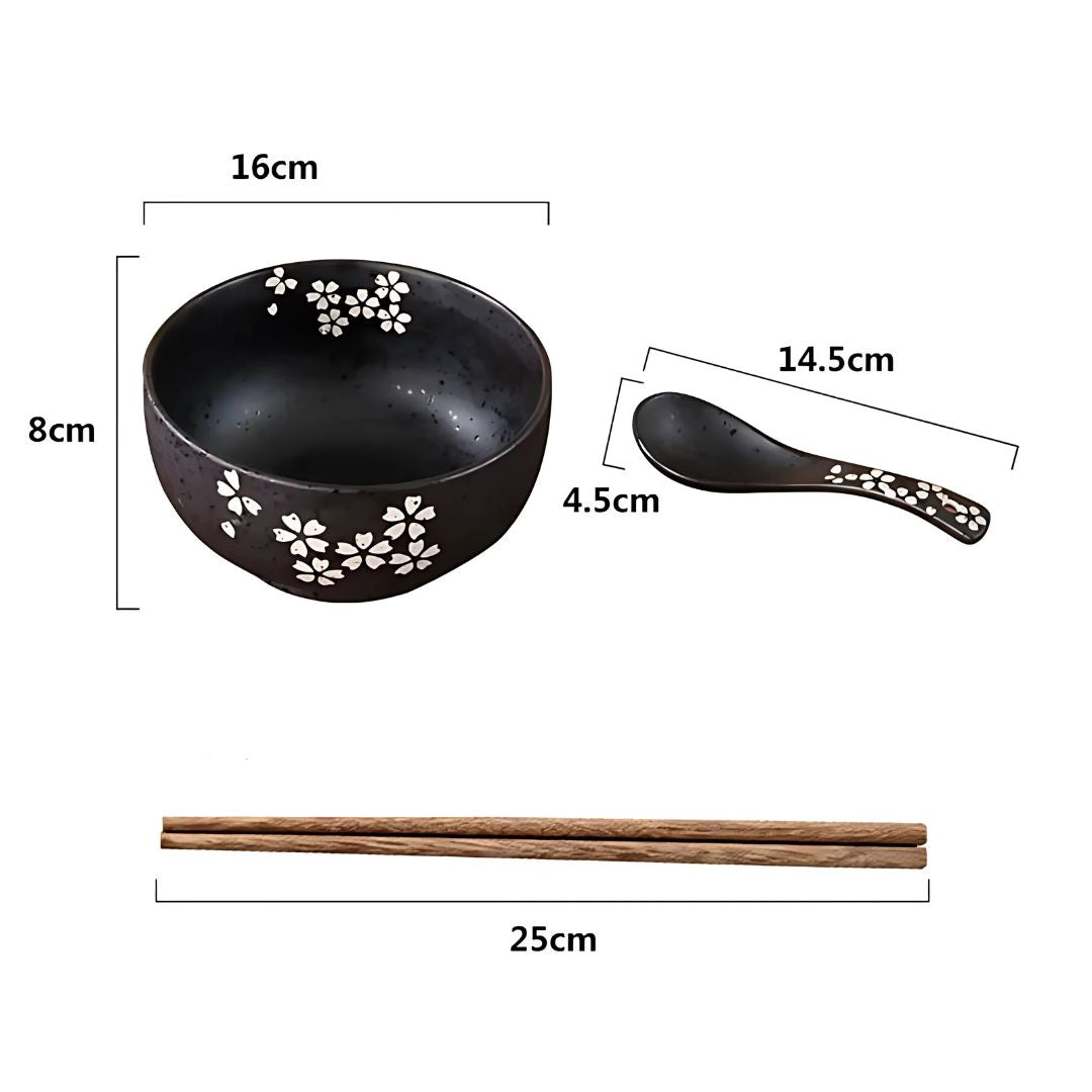Japanese Handpainted Ramen Bowl Set