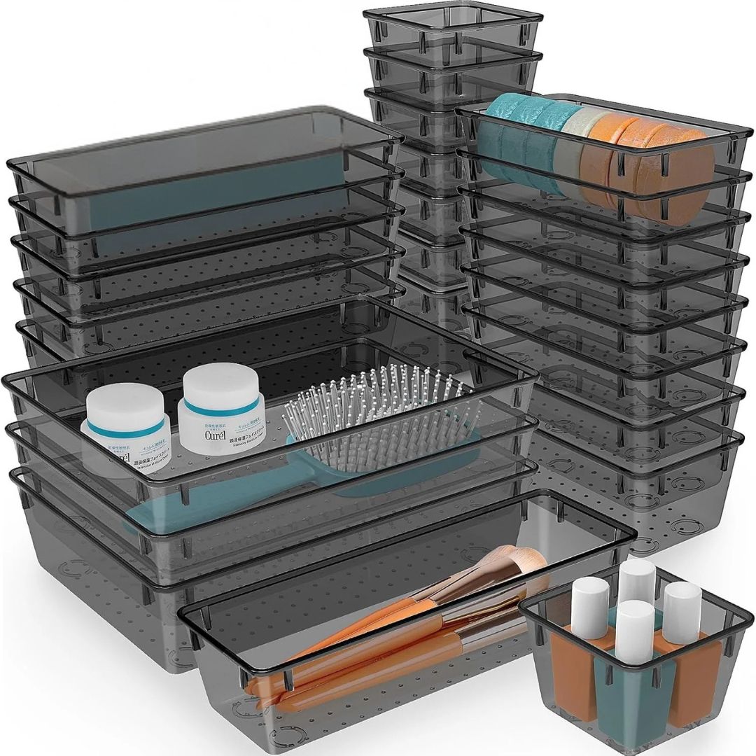 Clear Drawer Organizer Tray Set