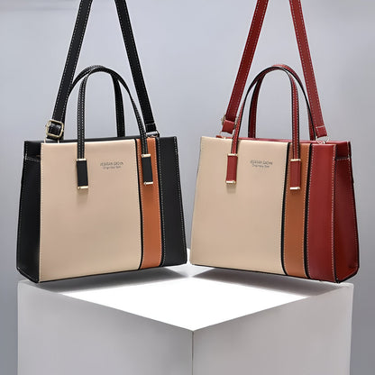 Colour Block Hand Bag With Zip Lock