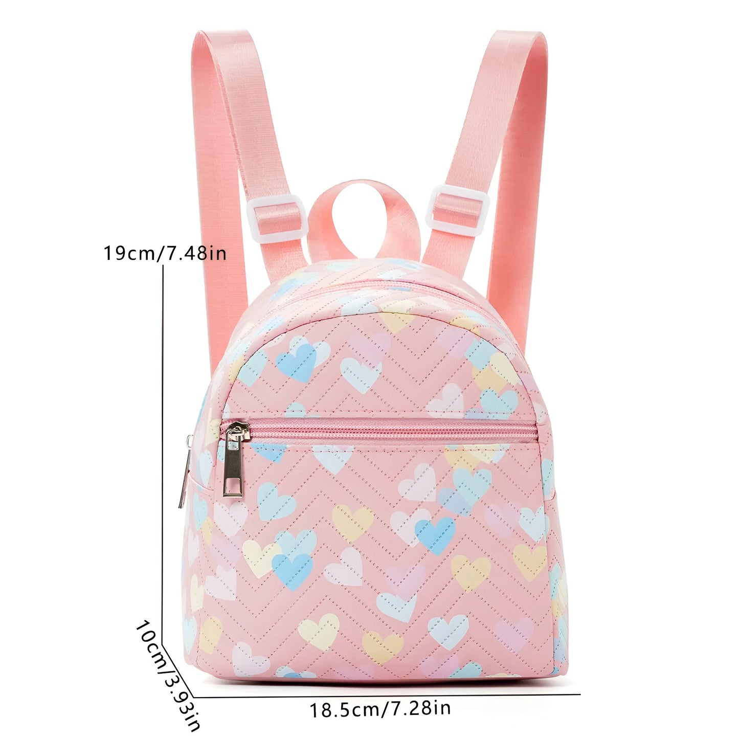 Children's Mini Backpack for Girls, Pink with Hearts