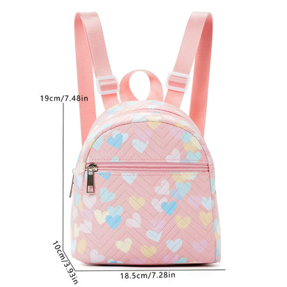 Children's Mini Backpack for Girls, Pink with Hearts