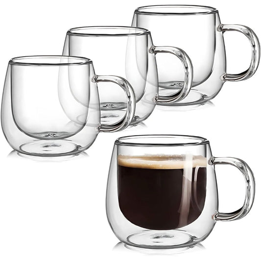 Double Wall Glass Coffee Mugs Set
