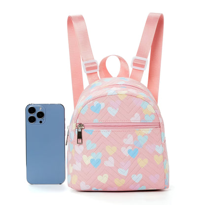 Children's Mini Backpack for Girls, Pink with Hearts