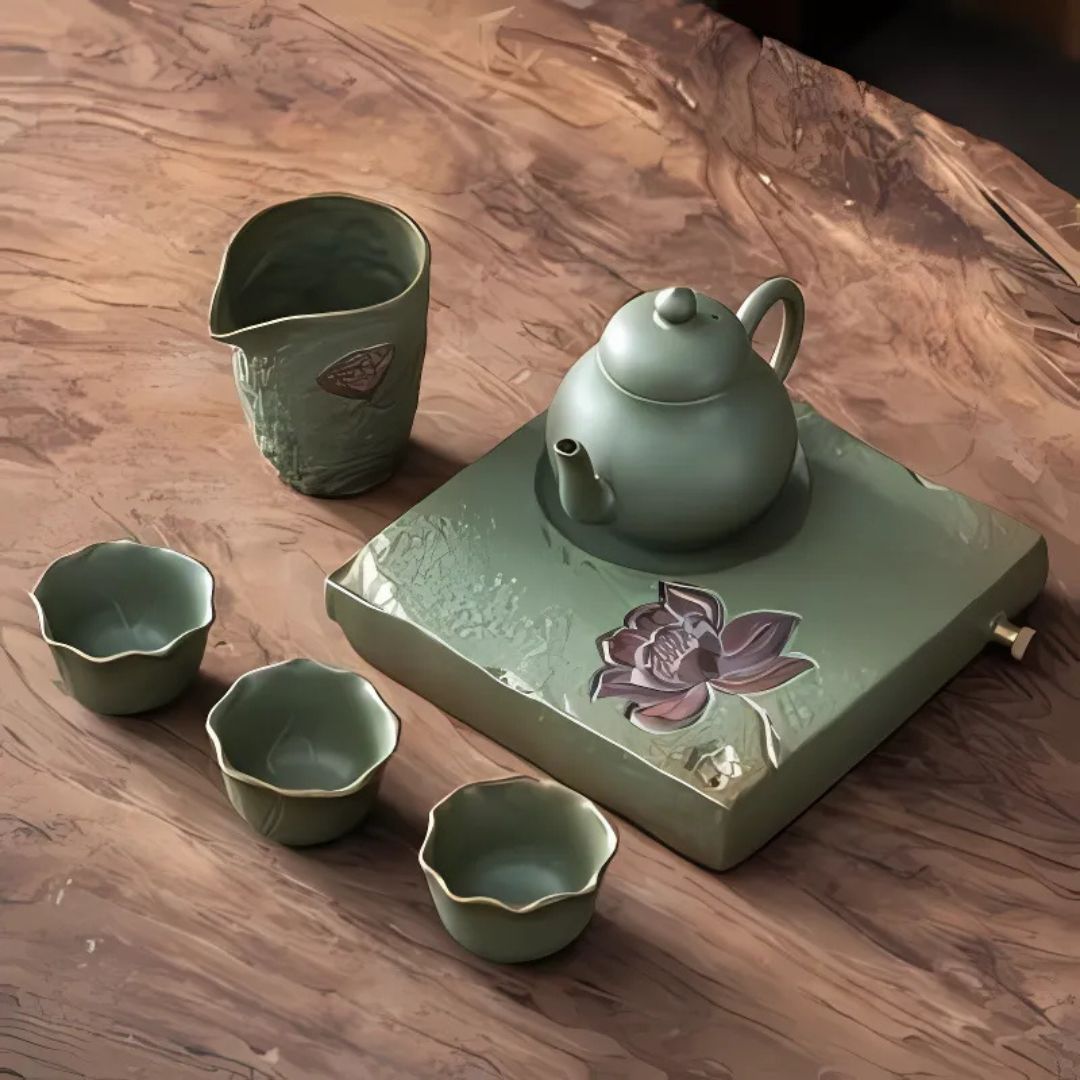 Japanese Lotus Pear Teapot Set