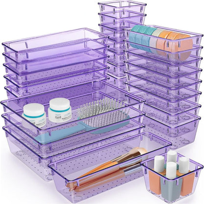 Clear Drawer Organizer Tray Set