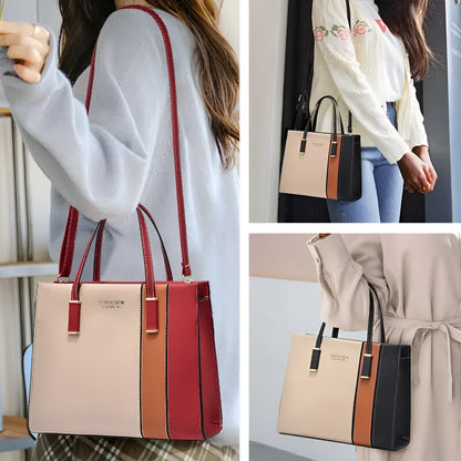 Colour Block Hand Bag With Zip Lock