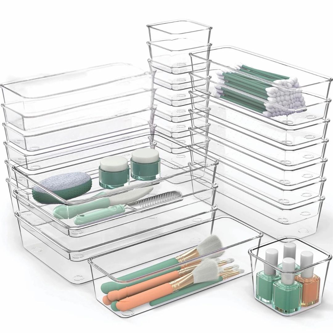 Clear Drawer Organizer Tray Set