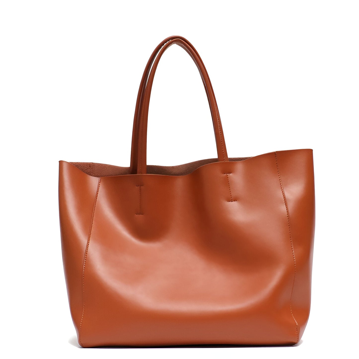 Large Beige Genuine Leather Tote Bag for Women