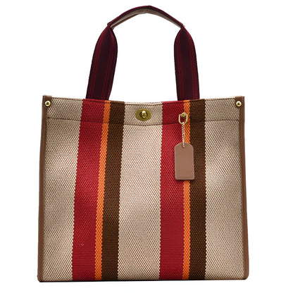 Women's Striped Canvas Handbag