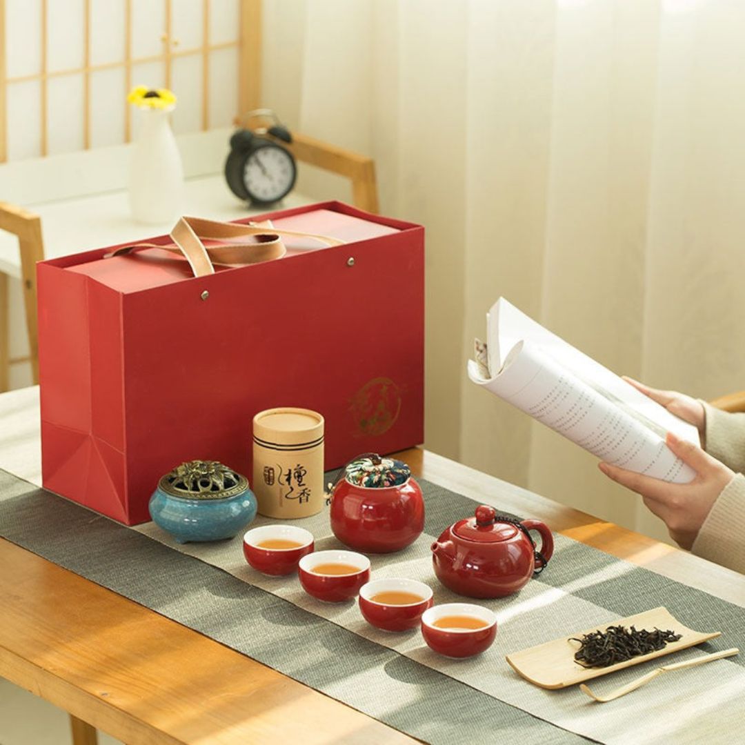 Modern Red Tea Set Chinese Red Tea Set With Gift Box – Kertem