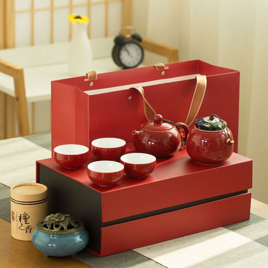 Modern Red Tea Set Chinese Red Tea Set With Gift Box – Kertem