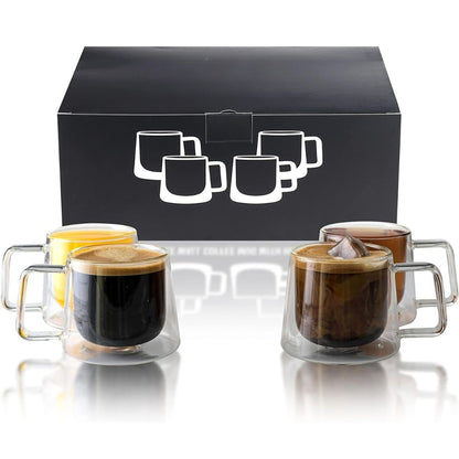 Double Walled Glass Coffee Drink Mug with Handle