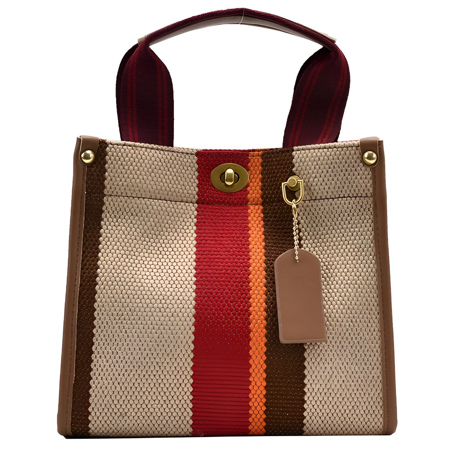 Women's Striped Canvas Handbag