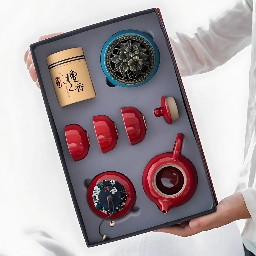 Modern Red Tea Set Chinese Red Tea Set With Gift Box – Kertem