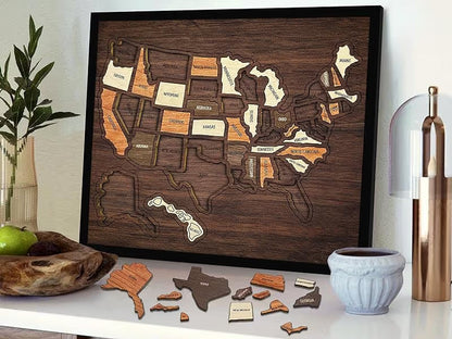 Wooden USA Travel Map Puzzle