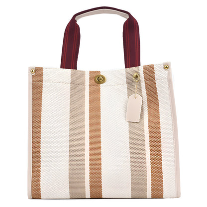 Women's Striped Canvas Handbag