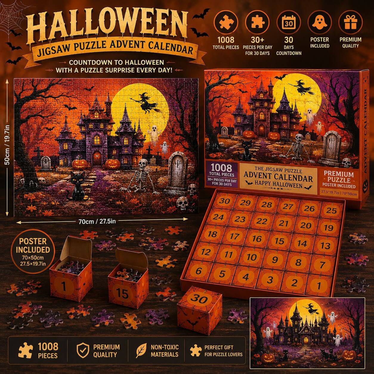 1,008-Piece Haunted Castle Puzzle Advent Calendar