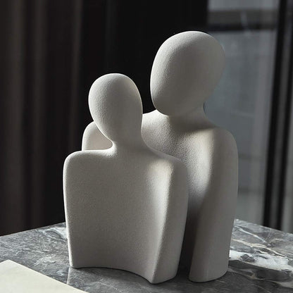 Abstract Couple Sculpture Modern Ceramic Figurine Home Decor