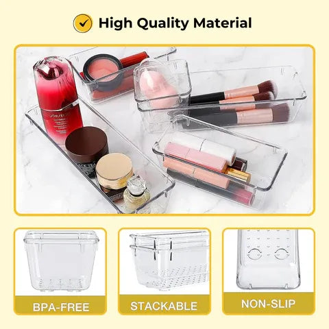 Clear Drawer Organizer Tray Set
