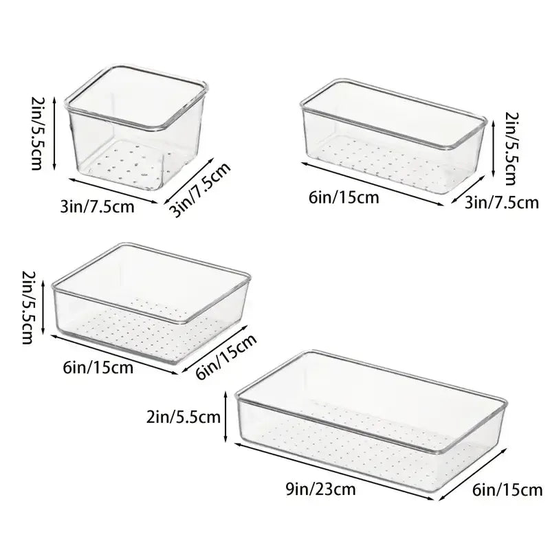Clear Drawer Organizer Tray Set