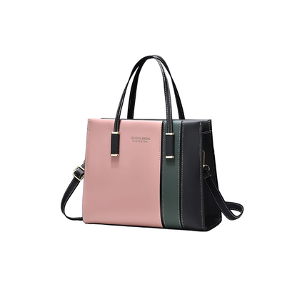 Colour Block Hand Bag With Zip Lock