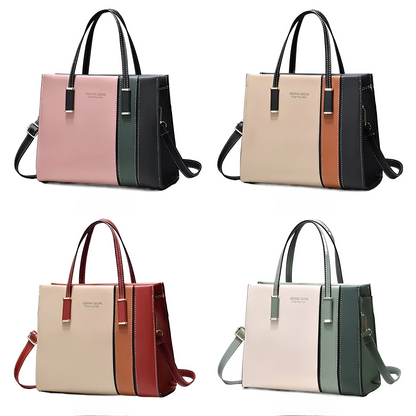 Colour Block Hand Bag With Zip Lock